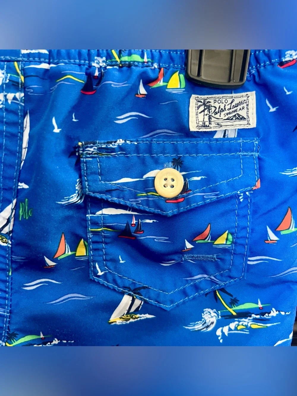 Polo by Ralph Lauren Blue Sailboat Print Swim Shorts